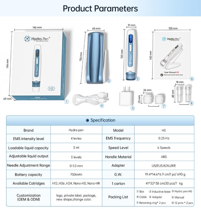 Factory Sale Hydra Pen H5 EMS Electrical Microneedling Pen for Collagen Regeneration Hair Beard Regrowth Home and Salon Use 11